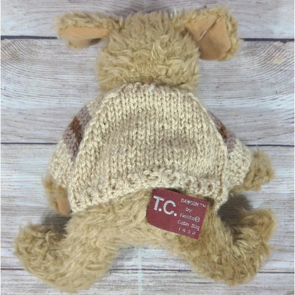Vintage T.C. Dawson Fiesta Plush Collin Dog Stuffed Animal Knit Sweater 12" - Picture 2 of 3